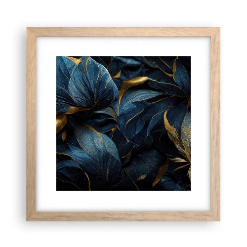 Plakat i ramme af lyst egetræ - Foret med guld - 30x30 cm