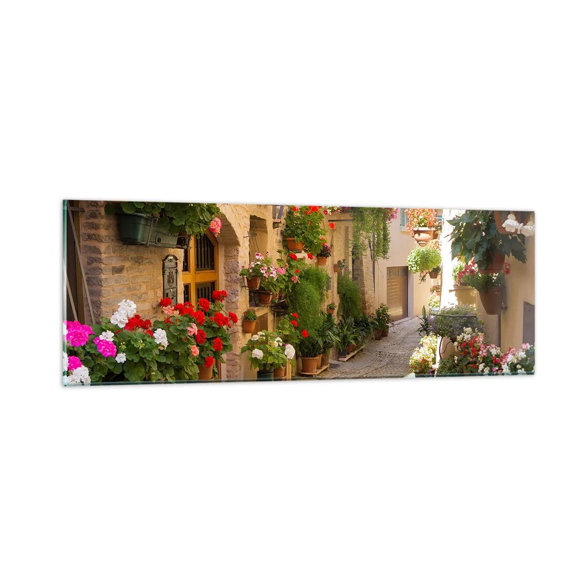 Billede på glas - I en strøm af blomster - 90x30 cm