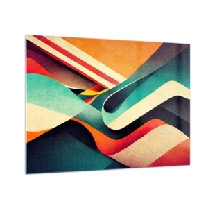 Billede på glas - Farverige striber i en dynamisk, abstrakt komposition - 70x50cm - Intens komposition - Moderne vægdekoration til stue og soveværelse ARTTOR