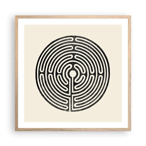 Plakat i ramme af lyst egetræ - Mystisk orden - 60x60 cm