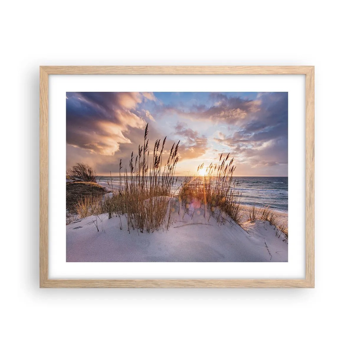 Plakat i ramme af lyst egetræ - Farvel til sol og vind - 50x40 cm