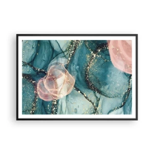 Plakat i sort ramme - Silkeblå, tyl lyserød - 100x70 cm