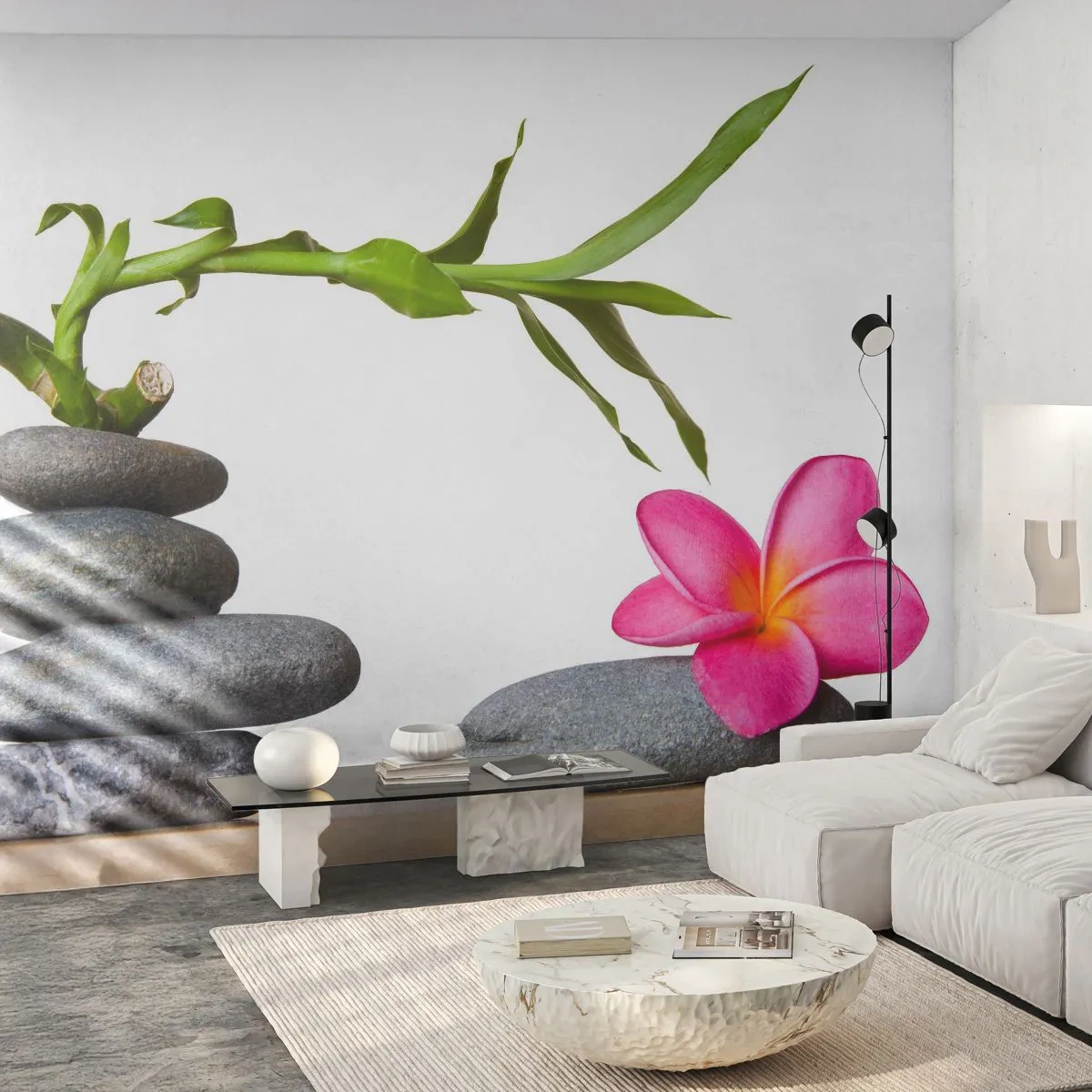 Fototapet Selvklæbende Deluxe Sticker - Livets og varighedens farver - Blomst, Sten, Spa - 450x315 cm