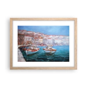 Plakat i ramme af lyst egetræ - Italiensk bugt - 40x30 cm