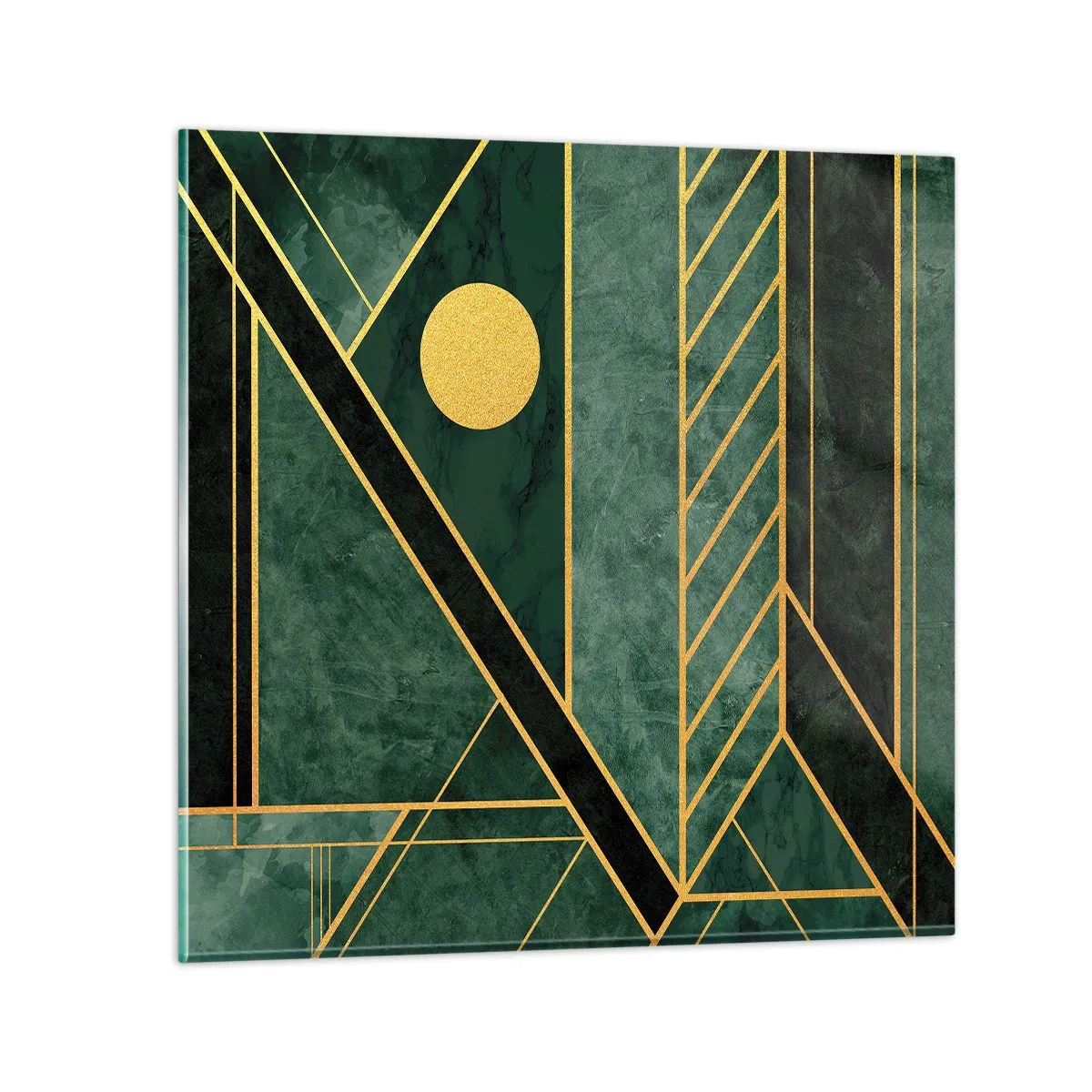 Billede på glas - Dynamikken i guld og azurblå - 50x50 cm