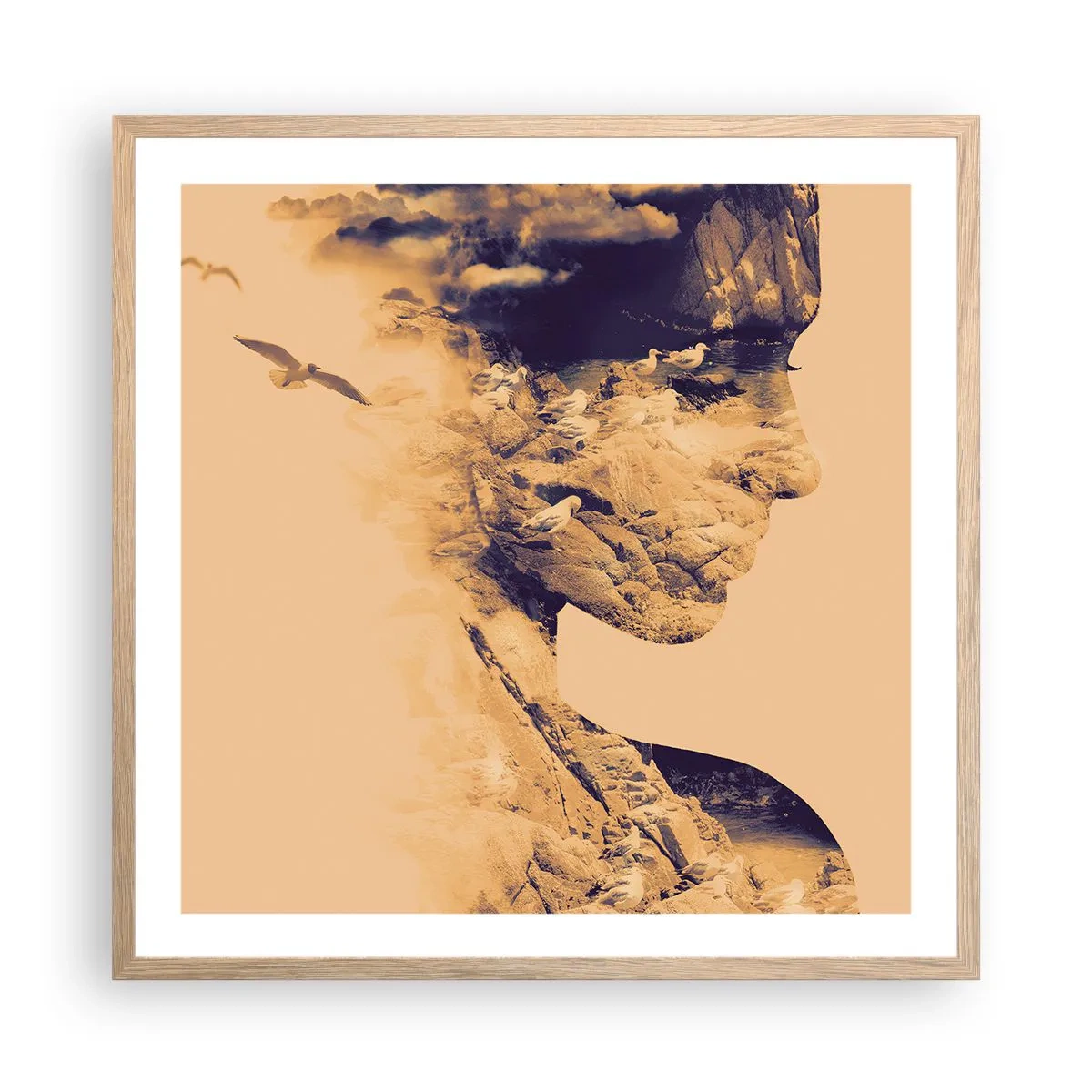 Plakat i ramme af lyst egetræ - Smuk af natur - 60x60 cm