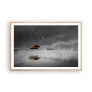 Plakat i ramme af lyst egetræ - Beskyttelse mod regnen - 91x61 cm