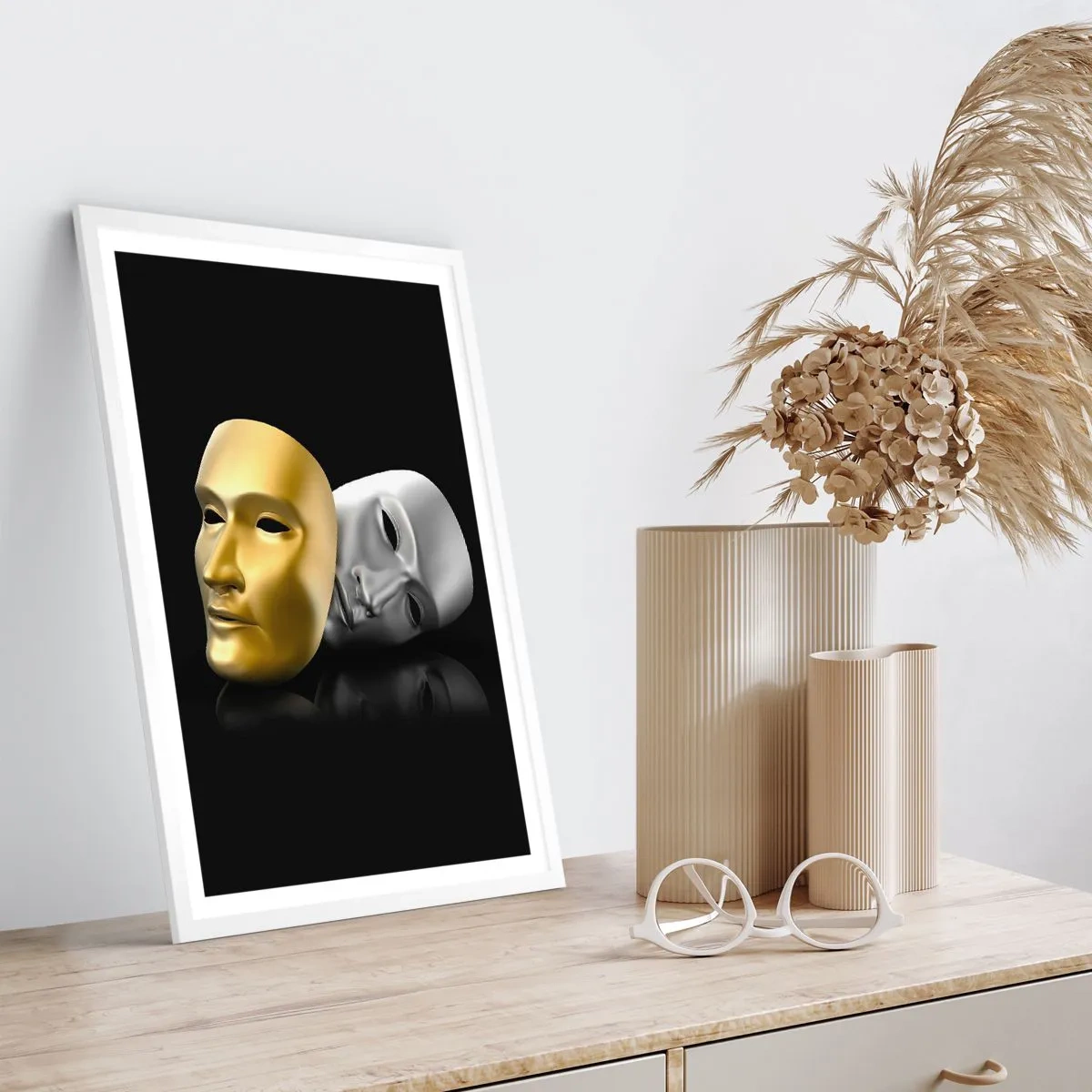 Plakat i hvid ramme - Livet er teater - 50x70 cm