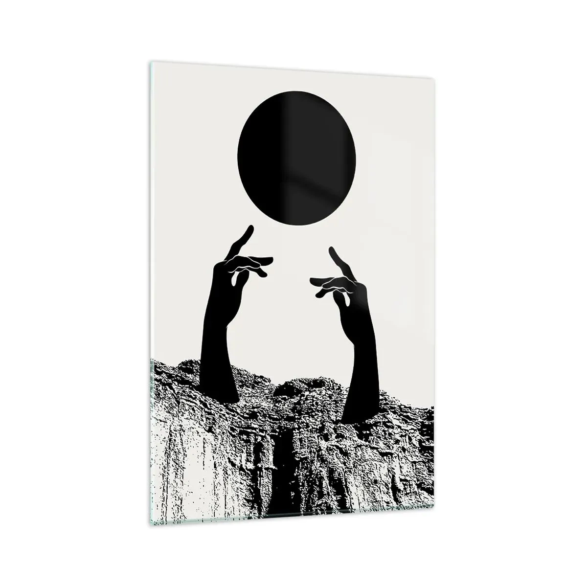 Billede på glas - Surrealistisk komposition: solen og resten - 80x120 cm