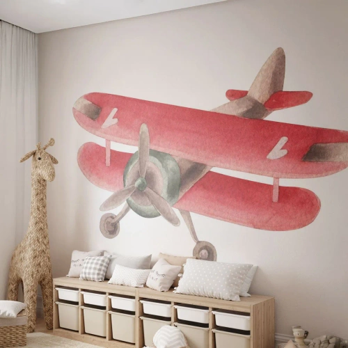 Fototapet Selvklæbende Deluxe Sticker - Klar til at flyve højt - Fly, Børns, Årgang - 100x70 cm