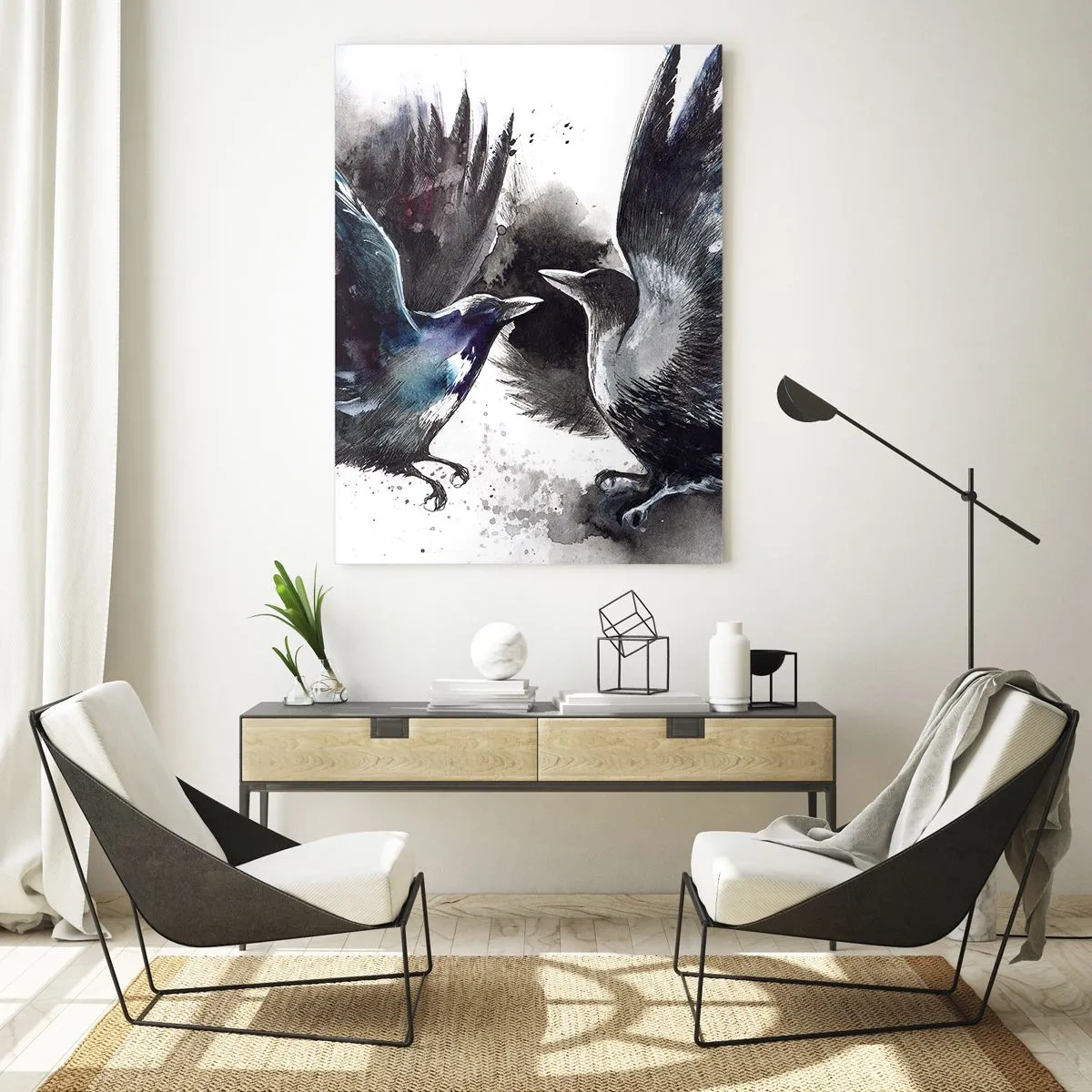 Billede på glas - En ravn til en ravn... - 70x100 cm