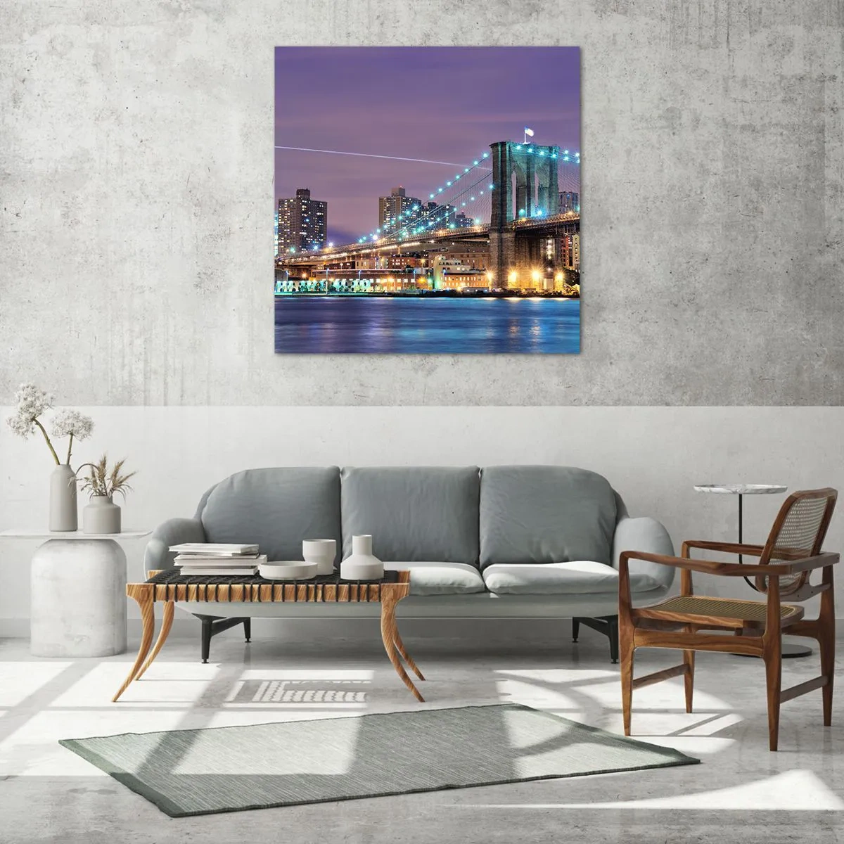 Billede på glas - I mange år har Brooklyn Bridge - 50x50 cm