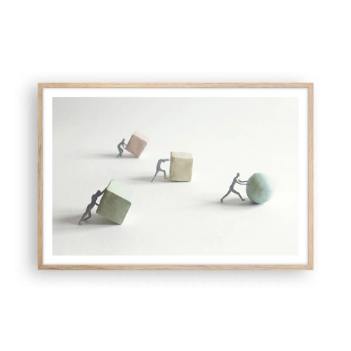 Plakat i ramme af lyst egetræ - Selve livet - 91x61 cm