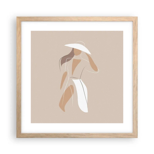 Plakat i ramme af lyst egetræ - Mode er sjovt - 40x40 cm
