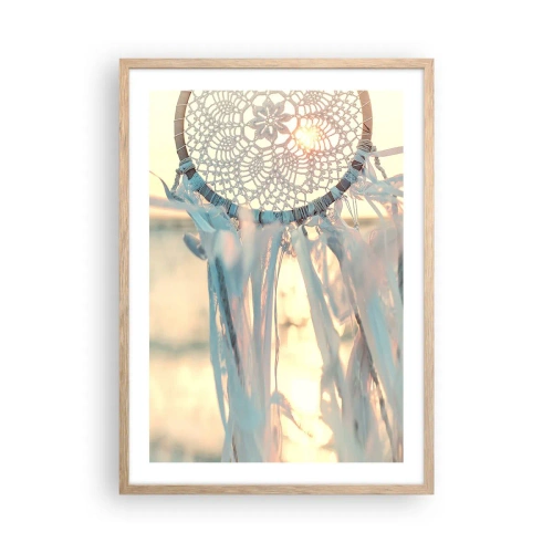 Plakat i ramme af lyst egetræ - Totem med blonder - 50x70 cm