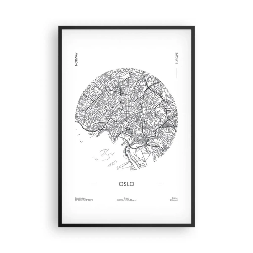 Plakat i sort ramme - Anatomi af Oslo - 61x91 cm