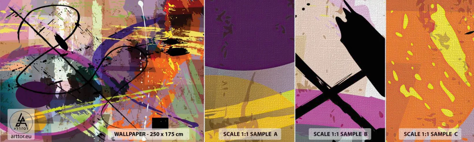 Prøve Fototapet Premium Canvas - Kan være lige eller rundt - Abstraktion, Stykke, Moderne mønster - 100x30 cm