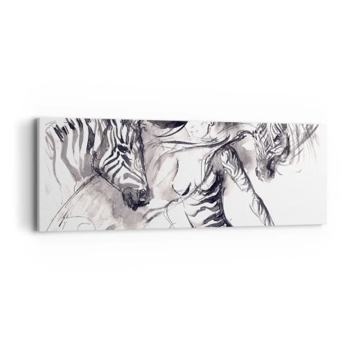 Lærredstryk - Billede på lærred - Danser med zebraer - 90x30 cm