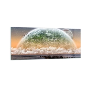 Billede på glas - Og verden kom op af vandet - 100x40 cm