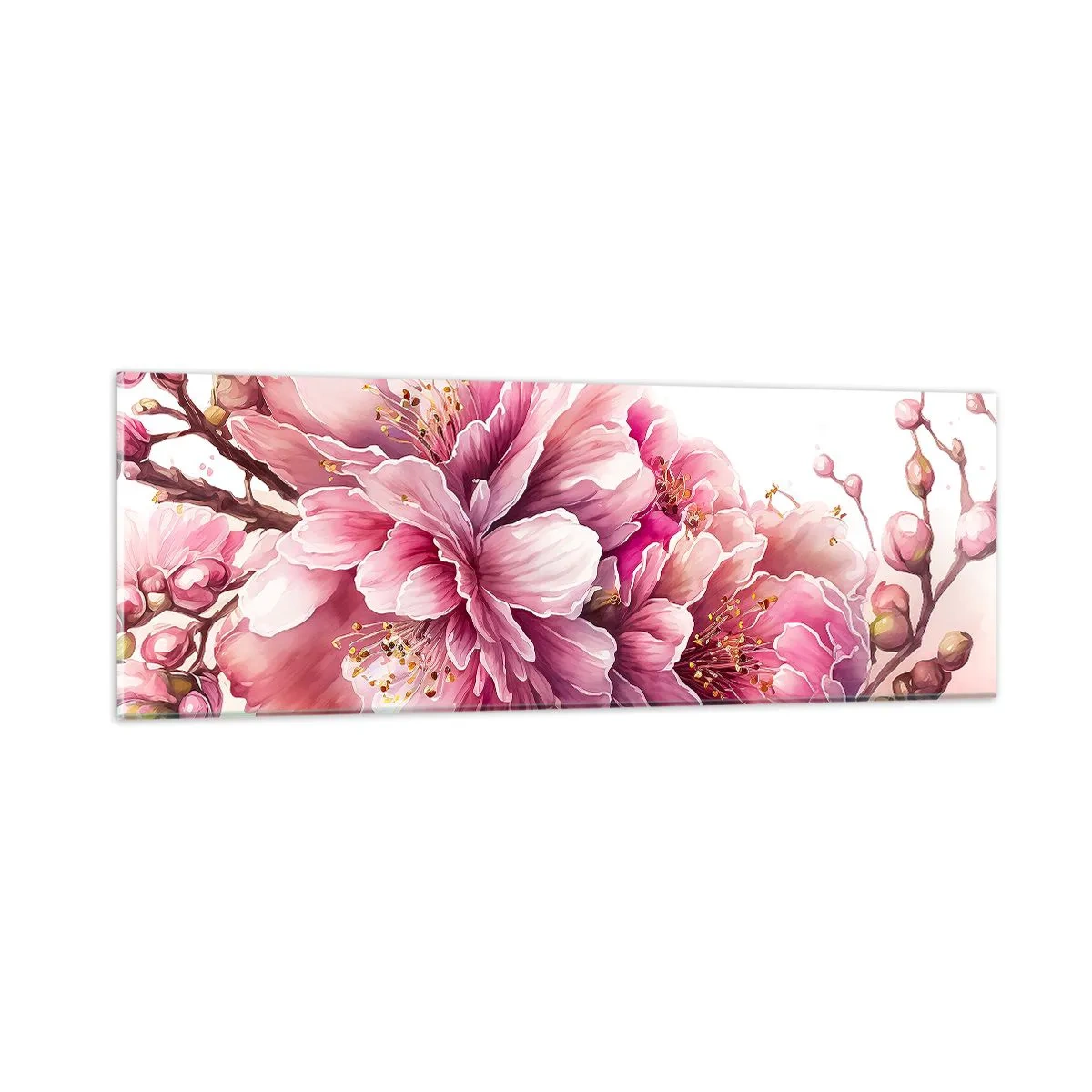 Billede på glas - Kirsebærblomst - 90x30 cm