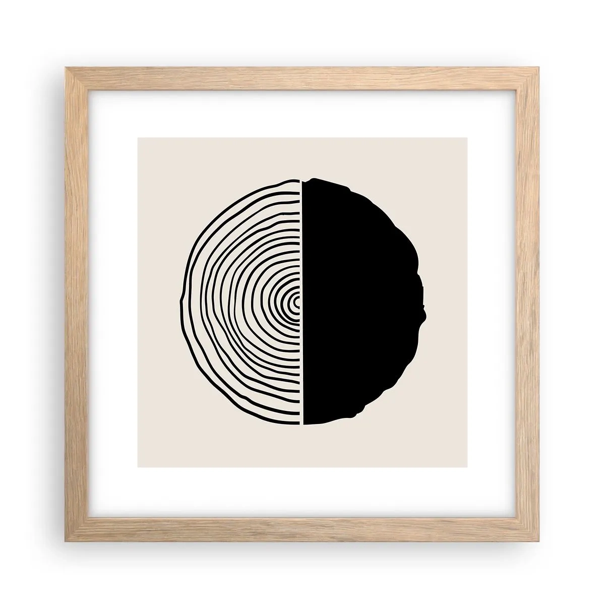 Plakat i ramme af lyst egetræ - Halvt og halvt - 30x30 cm