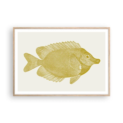 Plakat i ramme af lyst egetræ - Fisk og det er det - 100x70 cm