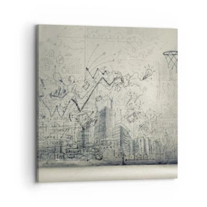 Lærredstryk - Billede på lærred - Mit vidunderlige byliv - 70x70 cm