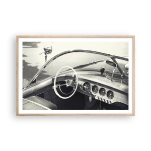 Plakat i ramme af lyst egetræ - Vejr for de rige - 91x61 cm