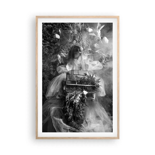 Plakat i ramme af lyst egetræ - Selve Moder - Naturen - 61x91 cm