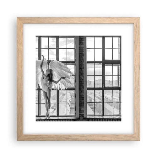 Plakat i ramme af lyst egetræ - Englenes by? - 30x30 cm