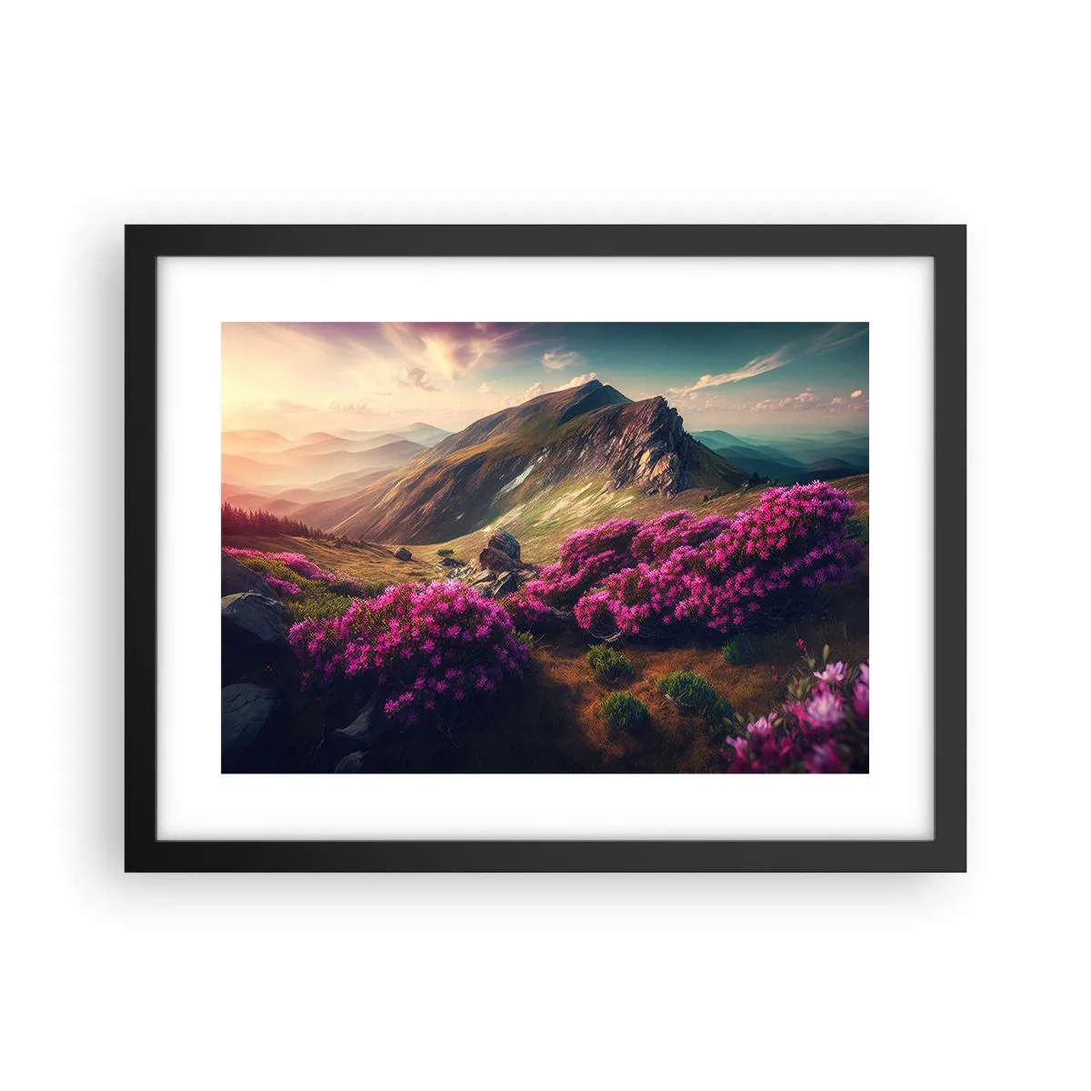 Plakat i sort ramme - Sommer i bjergene - 40x30 cm