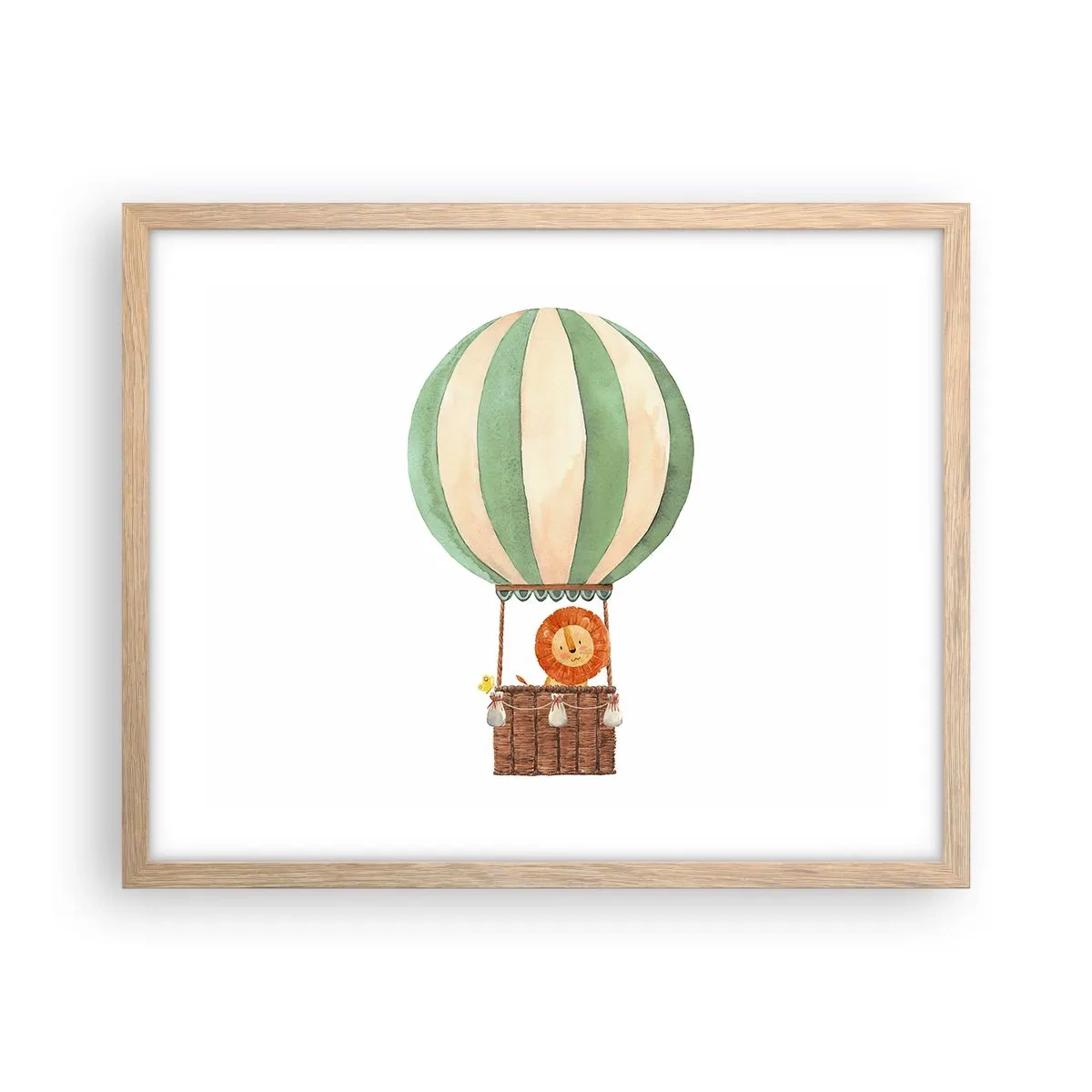 Plakat i ramme af lyst egetræ - Leons rejser - 50x40 cm