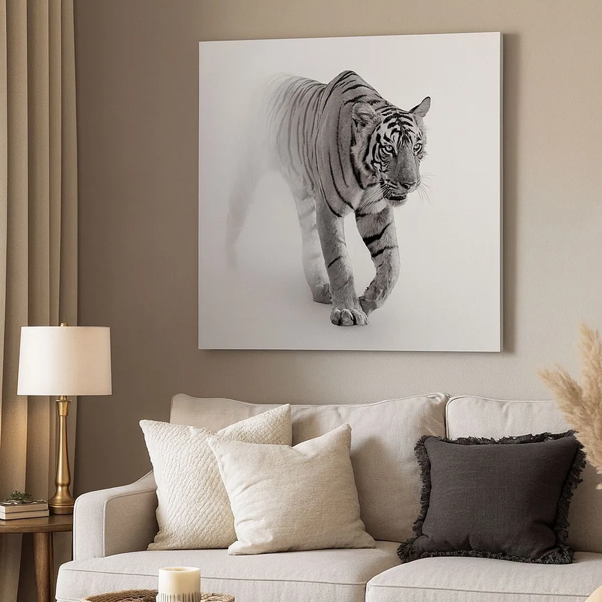 Lærredstryk - Billede på lærred - Krybende i tågen - 30x30 cm