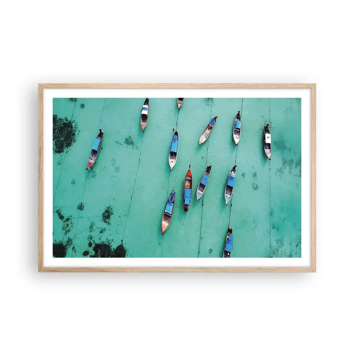 Plakat i ramme af lyst egetræ - I glædelig forventning - 91x61 cm