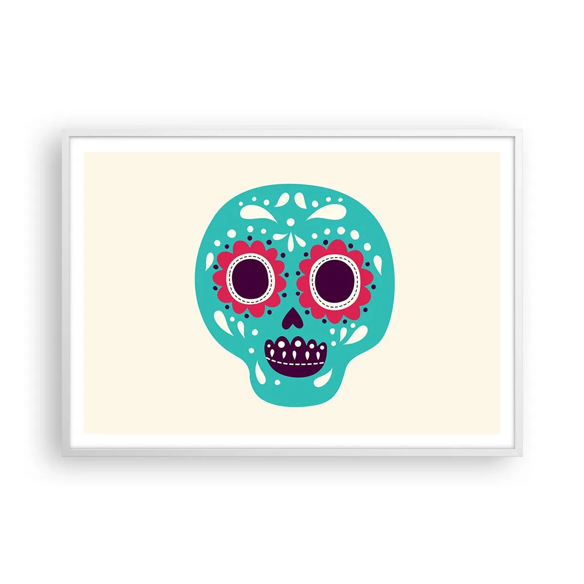 Plakat i hvid ramme - Livet - sjovt indtil døden - 100x70 cm