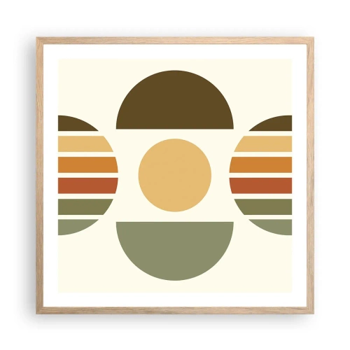 Plakat i ramme af lyst egetræ - I jordfarver - 60x60 cm