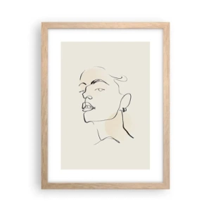 Plakat i ramme af lyst egetræ - Et stolt blik - 30x40 cm