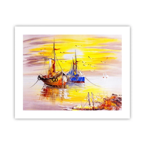Plakat - Et velfortjent hvil i havnen - 50x40 cm