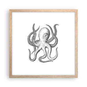 Plakat i ramme af lyst egetræ - Dans med bølger - 40x40 cm