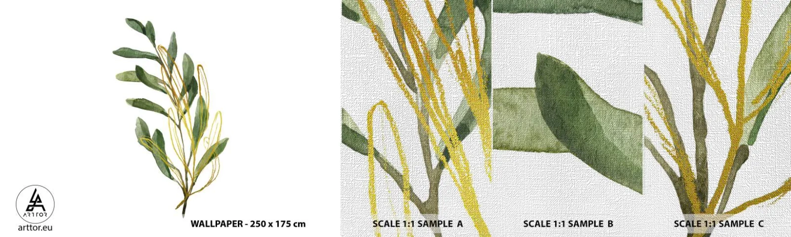 Prøve Fototapet Premium Canvas - Alt, hvad der er godt - Blade, Oliven, Plante - 100x30 cm