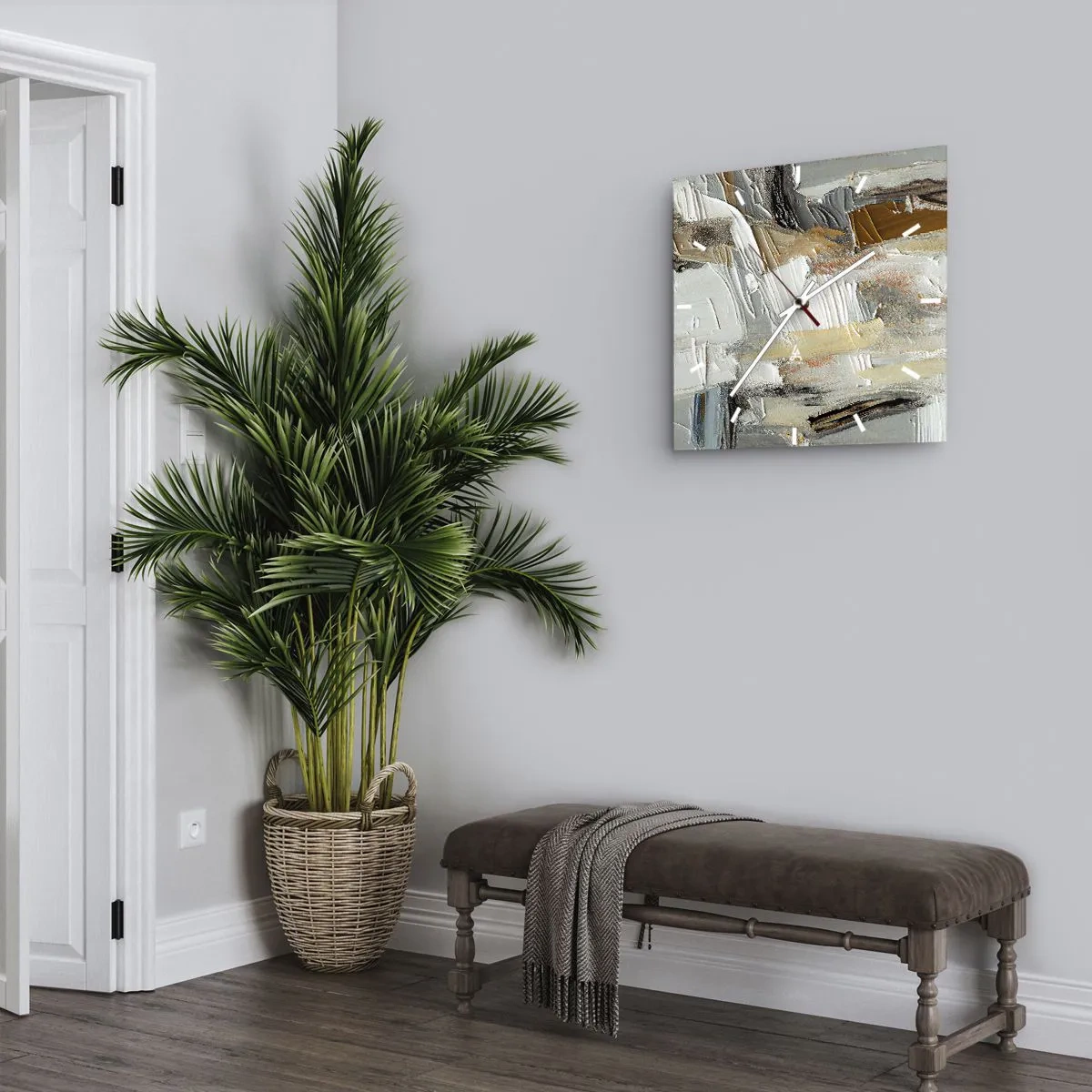 Vægur, Uret - Farverige lagdelinger - 40x40 cm