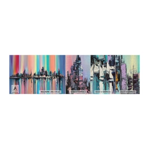 Prøve Fototapet Premium Canvas - Skinne nattens lys - By, Arkitektur, flod - 100x30 cm