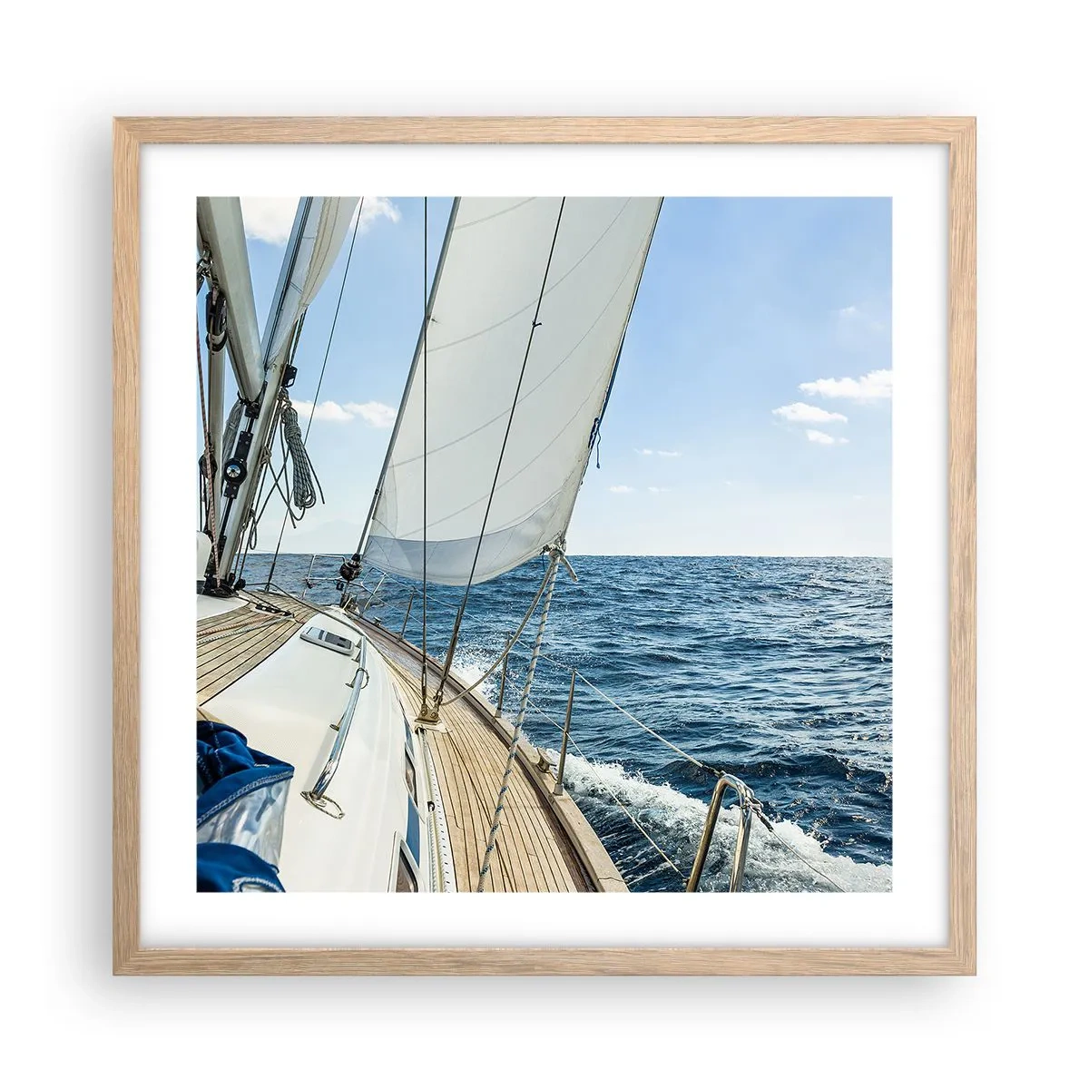 Plakat i ramme af lyst egetræ - Ahoj , eventyr - 50x50 cm