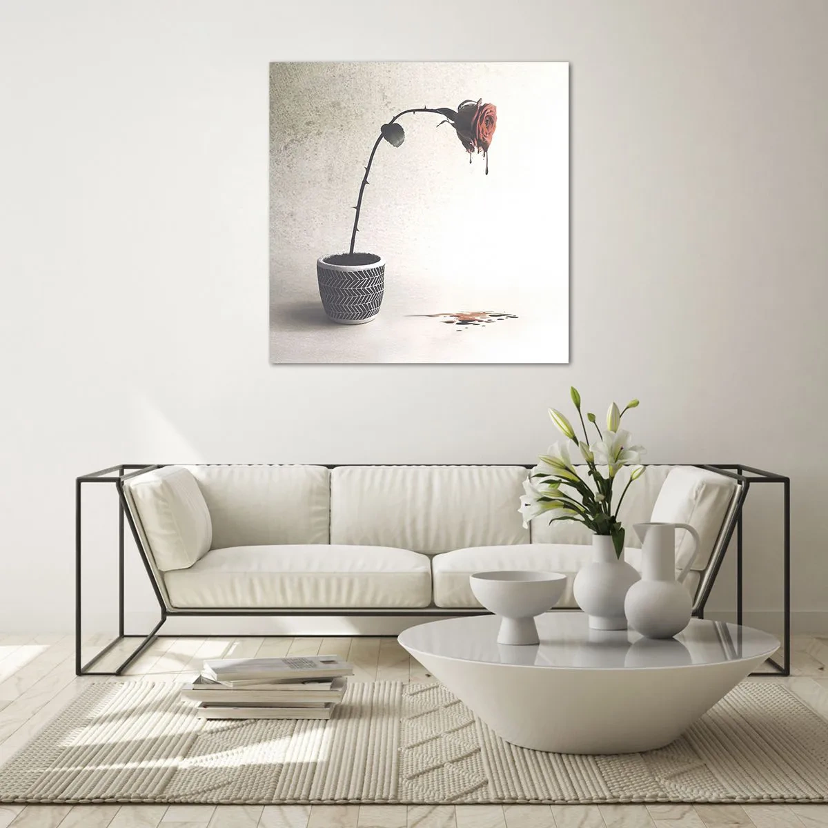 Billede på glas - Rosa dolorosa - 60x60 cm