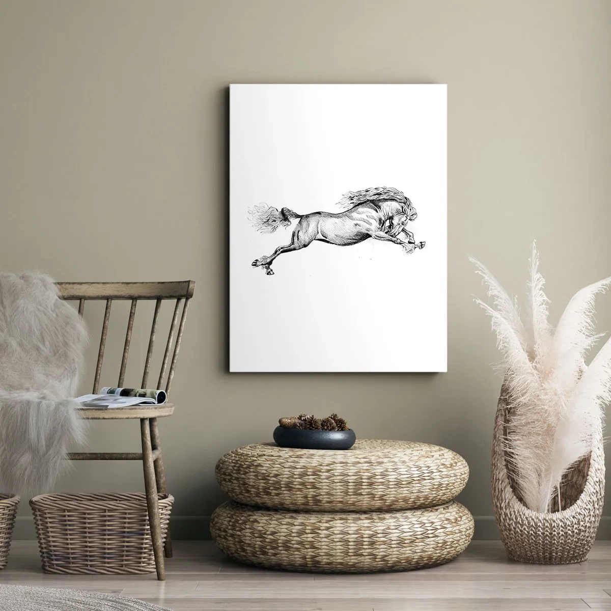 Lærredstryk - Billede på lærred - Stoppet i galop - 50x70 cm