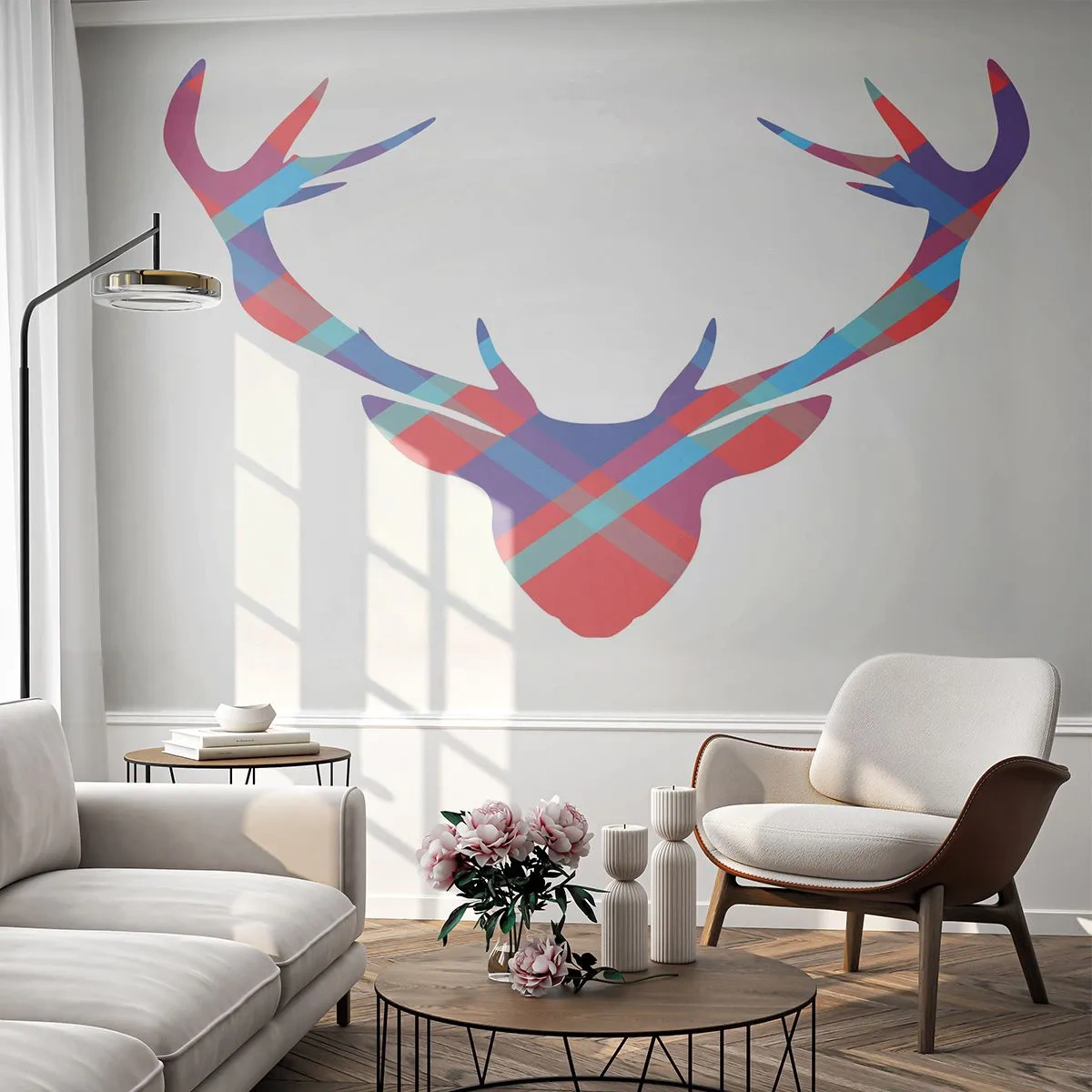 Fototapet Premium Sand - Skotsk hjort - Abstraktion, Hjort, Gevir - 100x70 cm