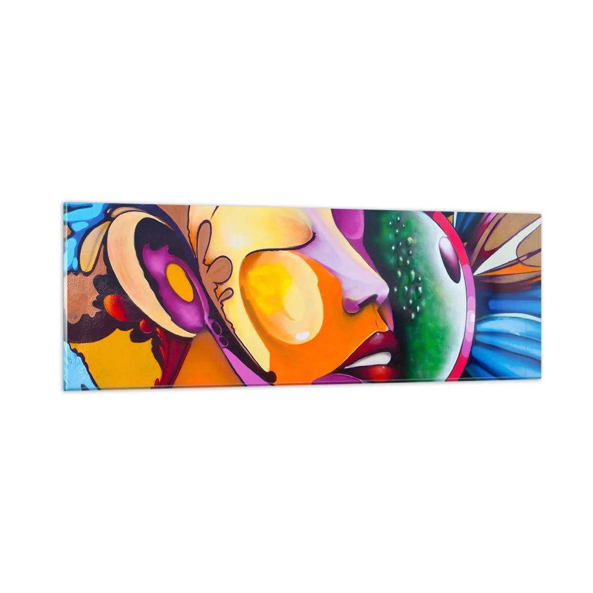 Billede på glas - Berør med farve - 90x30 cm