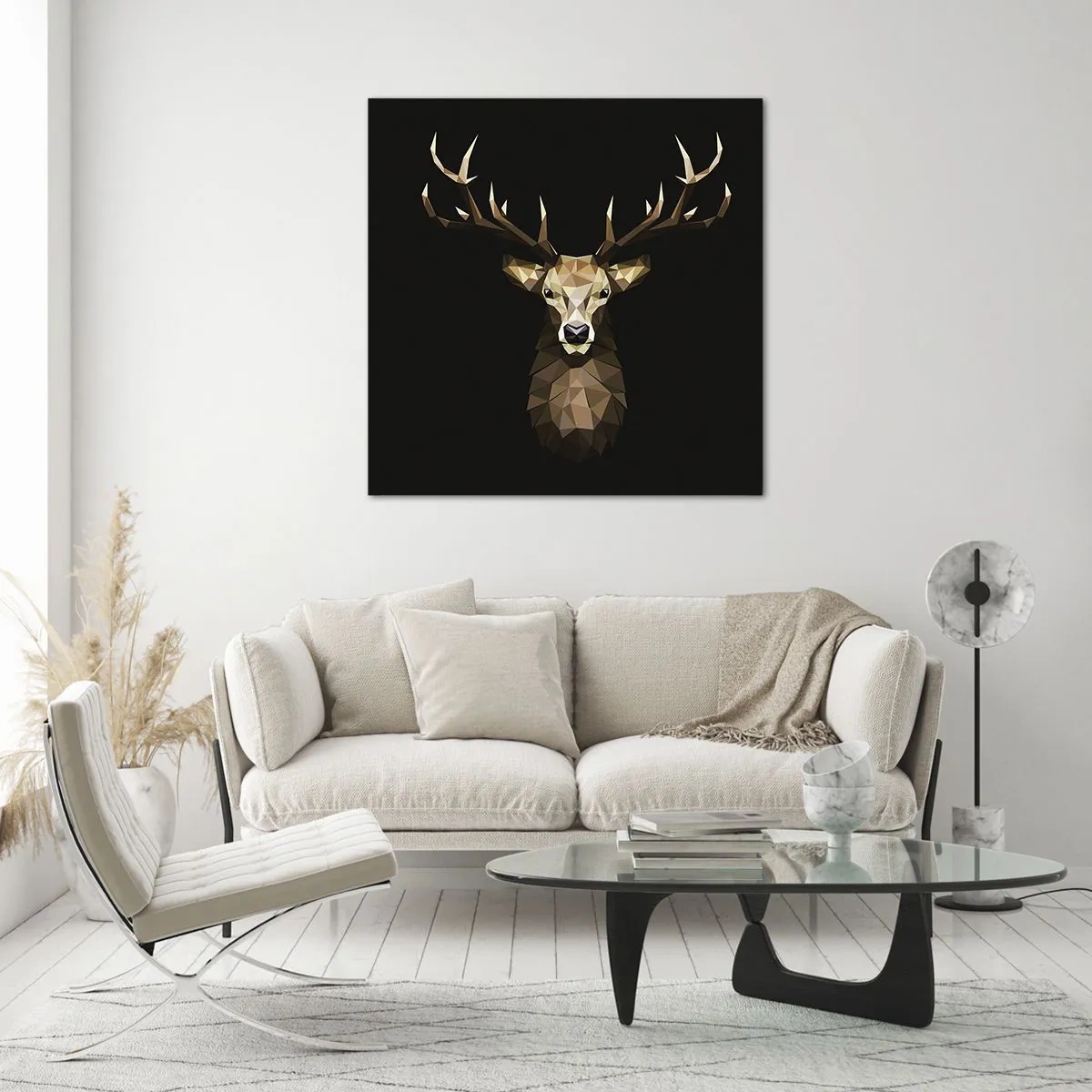 Billede på glas - Kubistisk hjort - 60x60 cm