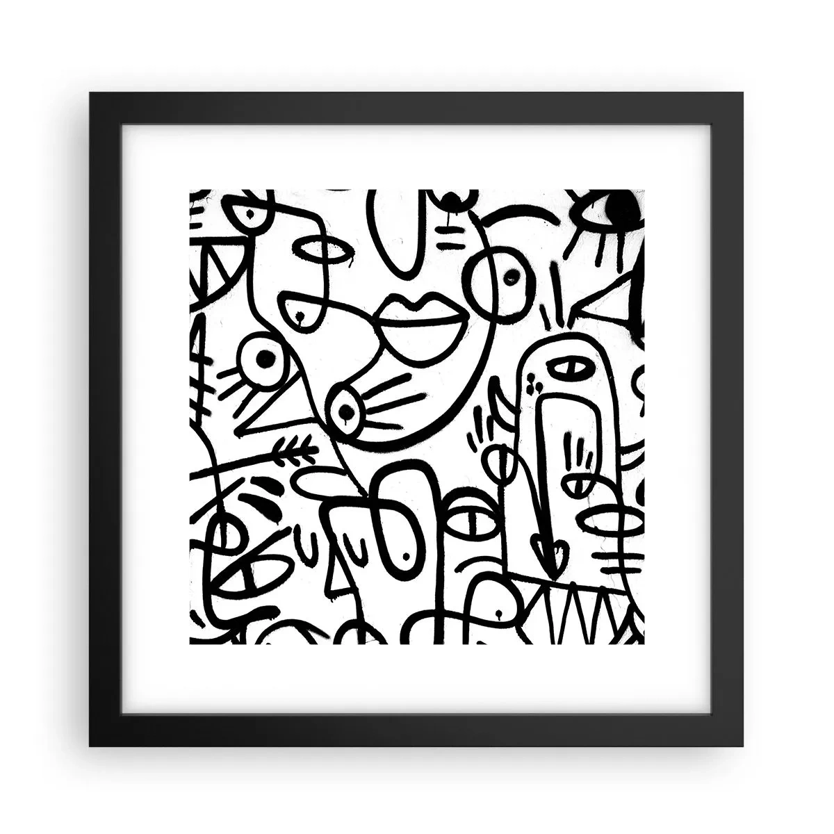Plakat i sort ramme - Ansigter og luftspejlinger - 30x30 cm