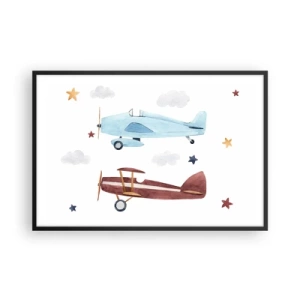 Plakat i sort ramme - Hr. pilot, vi venter! - 91x61 cm